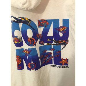 La Iguana Hoodie Full Zip Jacket Vtg 90 Cozumel Mexico Sz M White‎ Rare